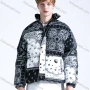 Wholesale Men's Fashion Long Sleeve Stand Collar Splicing Paisley Print Puffer Coat 913# preview