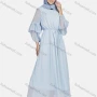 Wholesale Women's Casual Plain Swiss Dot Semi-sheer Long Sleeve Tie Front Ruffle Hem Maxi Dress preview
