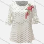 Wholesale Women's Casual Polka Dot Floral Embroidery Round Neck Layered Sleeve Blouse preview
