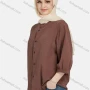 Wholesale Women's Casual Plain Button Down 3/4 Sleeve Shirt 1242# preview