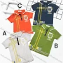 Wholesale Boys Casual Short Sleeve Embroidery Letter Graphic Button Front Polo Shirts preview