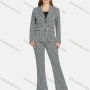 Wholesale Women's Formal Lapel Long Sleeve Single Breasted Belted Greek Key Suit Jackets 2-piece Set preview