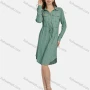 Wholesale Women's Casual Collared Drawstring Button Down Curved Hem Shirt Dress 3097# preview