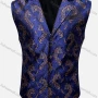 Wholesale Men's Vintage Lapel Embroidered Single Breasted Silky Waistcoat preview