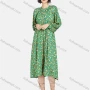Wholesale Women's Elegant Crew Neck Lantern Sleeve Ruched Floral Print Dress preview