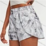 Wholesale Women's Sporty Drawstring Fake 2-piece Breathable Quick Dry Ink Print Shorts preview