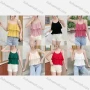 Wholesale Women's Casual Scoop Neck Sleeveless Ruched Tiered Plain Cami Top preview