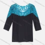 Wholesale Women's Elegant Colorblock V Neck Hollow Out Embroidery Rhinestone 3/4 Sleeve Blouse KJ50955# preview