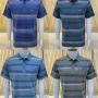 Wholesale Men's Casual Short Sleeve Colorblock Striped Button Front Polo Shirts preview