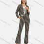 Wholesale Women's Business Lapel Letter Tie Front Crop Jacket 2-piece Set preview