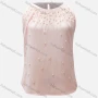 Wholesale Women's Casual Plain Round Neck Pearl Decor Keyhole Ruched Tank Top preview