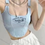 Wholesale Women's Casual Letter Print Curved Hem Ring Cami top preview
