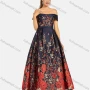Wholesale Women's Elegant Off Shoulder High Waist Floral Maxi Evening Dress 9486# preview