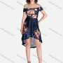 Wholesale Women's Boho Off Shoulder High Low Hem Floral Print Dress preview