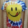 Wholesale Women's Casual Smile Face Graphic Tie Dye Round Neck Short Sleeve Tee preview