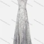Wholesale Women's Elegant Cap Sleeve V Neck Pearl Appliques Embroidery Maxi Evening Dress preview