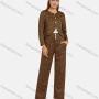 Wholesale Women's Crew Neck Collared Houndstooth Button Down Crop Jacket 2-piece Set preview