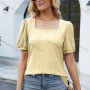 Wholesale Women's Casual Plain Square Neck Short Sleeve Blouse 8155# preview