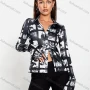 Wholesale Women's Fashion Bell Sleeve Allover Printb Button Down Slim Shirt Q21TP619# preview