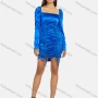 Wholesale Women's Fashion Satin Square Neck Long Sleeve Plain Bodycon Dress preview