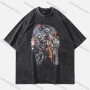 Wholesale Men's Fashion Hip Hop Oversized Crew Neck Short Sleeve Wash Distressed Graphic T-shirt 767# preview