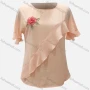 Wholesale Women's Casual Floral Embroidery Round Neck Ruffle Trim Blouse preview