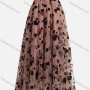 Wholesale Women's Casual Elastic Waist Floral Print Tiered Mesh Skirt preview