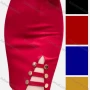 Wholesale Women's Casual Plain Elastic Waist Slit Side Pencil Skirt preview