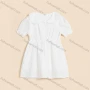 Wholesale Girls Cute Peter Pan Collar Puff Sleeve Button Front Mesh Short Dress 130# preview