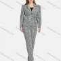 Wholesale Women's Formal Lapel Shoulder Pads Button Front Plaid Suit Jackets 2-piece Set preview