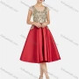 Wholesale Women's Elegant Appliques Rhinestone Knee Length Colorblock Lace Evening Dress 8491# preview