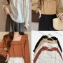 Wholesale Women's Casual Square Neck Poet Sleeve Ruffle Trim Blouse preview