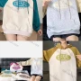 Wholesale Women's Casual Long Sleeve Letter Print Colorblock Drawstring Hooded Sweatshirts preview