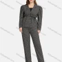 Wholesale Women's Formal Long Sleeve Button Front Plaid Suit Jackets 2-piece Set preview