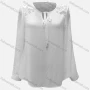 Wholesale Women's Casual Embroidery Lace Tie Neck Ring Decor Long Sleeve Blouse preview