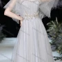 Wholesale Women's Elegant Mesh Ruffle Trim Sequin High Waist Maxi Evening Dress preview