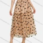 Wholesale Women's Elastic Waist Heart Print Layered Ruffle Hem Maxi Skirt preview