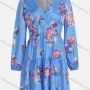 Wholesale Women's Casual V Neck Wrap Floral Tiered Elastic Cuff Short Dress preview