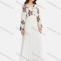 Wholesale Women's Casual V Neck Ruffle Trim Peplum Floral Pleated Maxi Dress K005# preview
