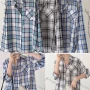 Wholesale Women's Collared Loose Fit Plaid Print Patch Pocket Long Sleeve Shirt 373# preview