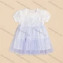 Wholesale Girls Cute Crew Neck Puff Sleeve Fake 2-piece Plaid Short Dress 3533# preview
