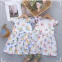 Wholesale Girls Lovely Crew Neck Ruffle Sleeve Floral Short Dress JWW6668# preview