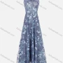 Wholesale Women's Elegant Sleeveless Pearl Lace Appliques Maxi Evening Dress preview